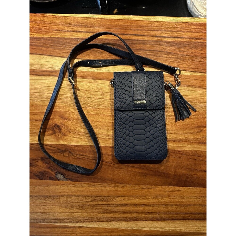 The Embossed Python Smart Phone Crossbody - Gigi New York - Denim - Penny- NWOT